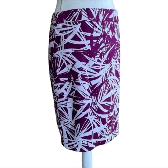 LOFT PURPLE AND WHITE Tropical VACATION RESORT Print Pencil Skirt Plus SIZE 16 - Picture 7 of 10